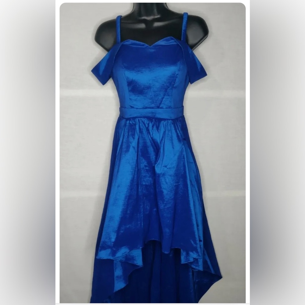 New B. Darlin Dress Royal Blue Size 3/4 Junior High-Low Shimmered Fit & Flare